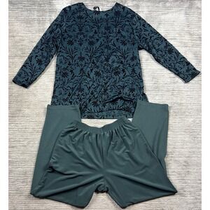 Solitaire by Sharon Anthony 2 Piece Outfit Long‎ Sleeve Pants Womens Large Green